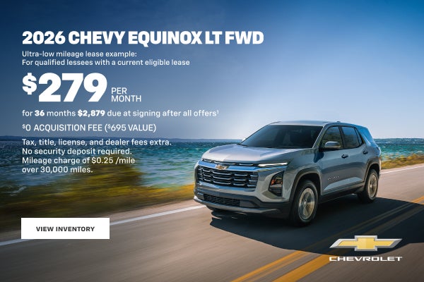 2026 Chevy Equinox LT FWD. Ultra-low mileage lease example for qualified lessees with a current e...